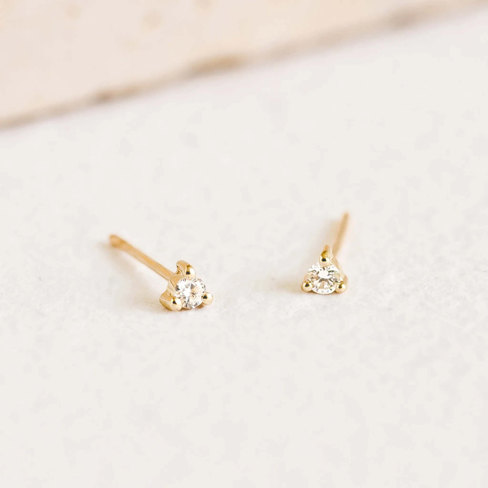 14k Yellow Gold Diamond Stud Earrings 2mm - Aria sold by Linjer product image thumbnail 2