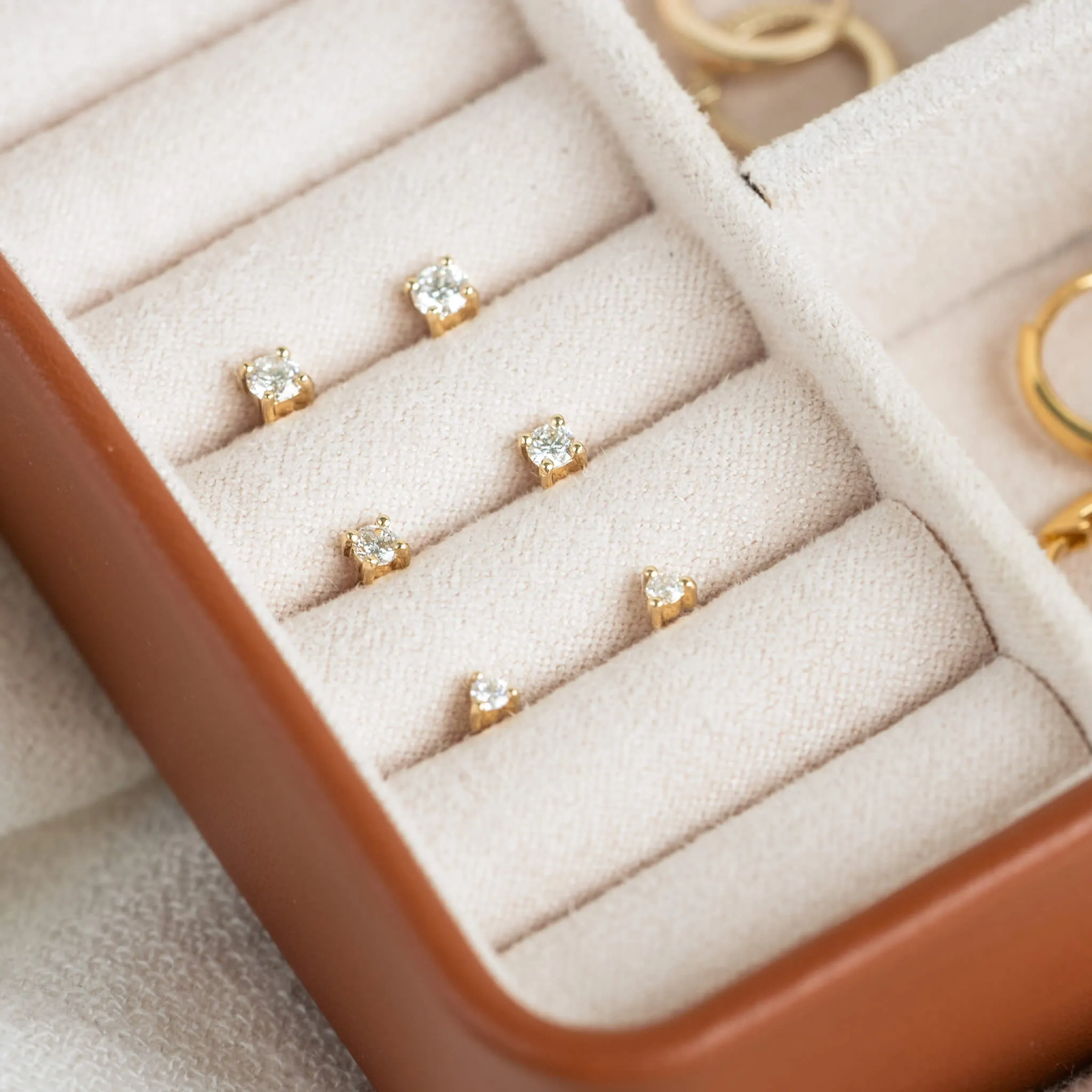 14k Yellow Gold Diamond Stud Earrings 2mm - Aria sold by Linjer product image thumbnail 4