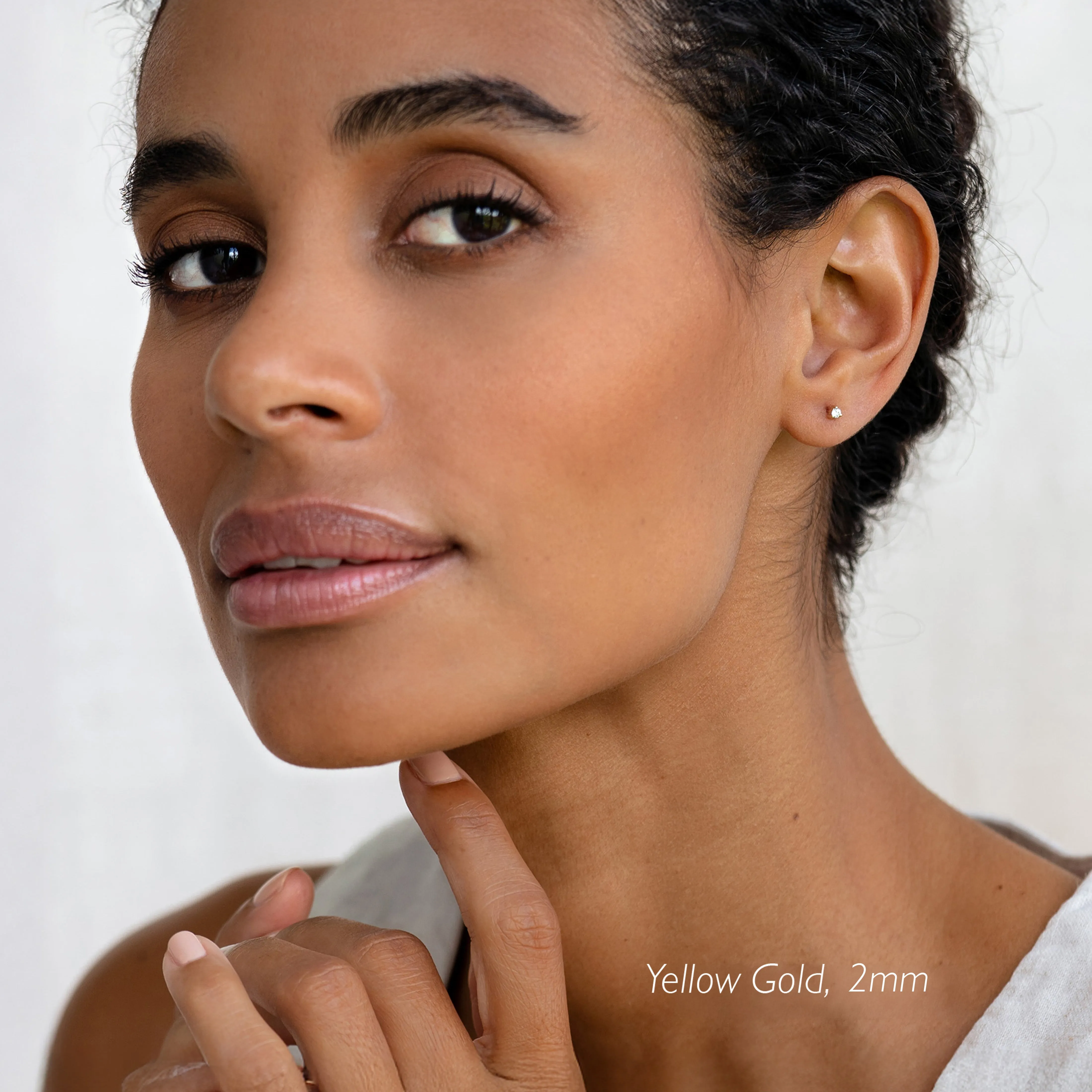 14k Yellow Gold Diamond Stud Earrings 2mm - Aria sold by Linjer product image thumbnail 5