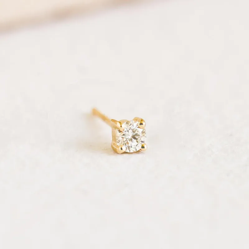 14k Yellow Gold Diamond Stud Earring 3mm - Aria (Single) sold by Linjer