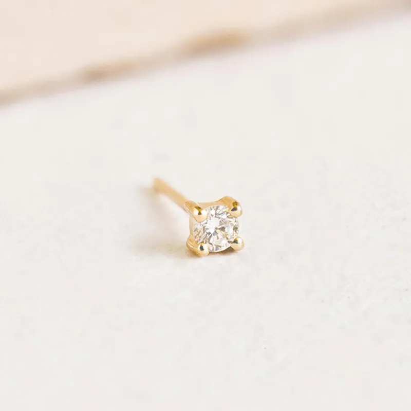 14k Yellow Gold Diamond Stud Earring 2.5mm - Aria (Single) sold by Linjer