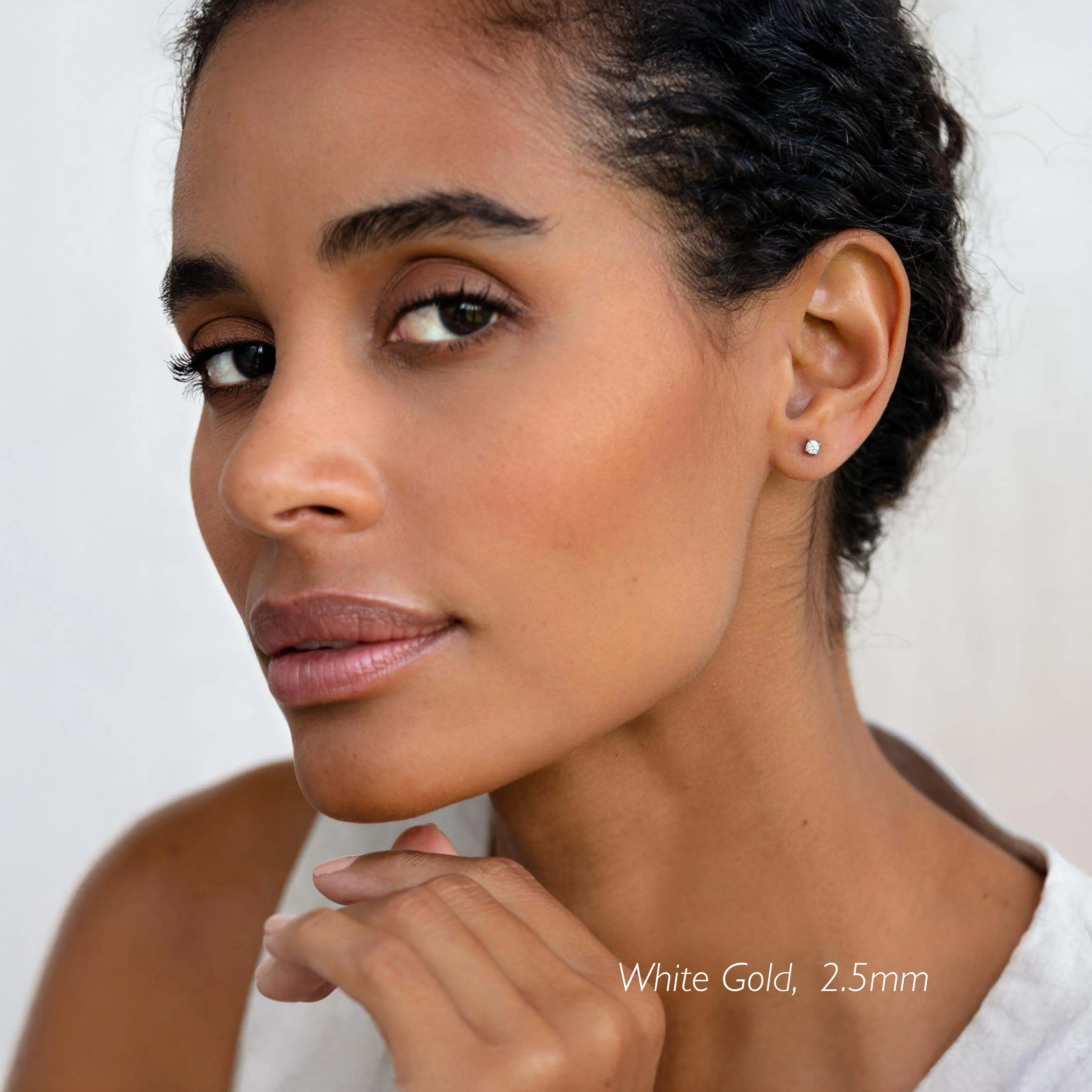 14k White Gold Diamond Stud Earrings 2.5mm - Aria sold by Linjer product image thumbnail 4