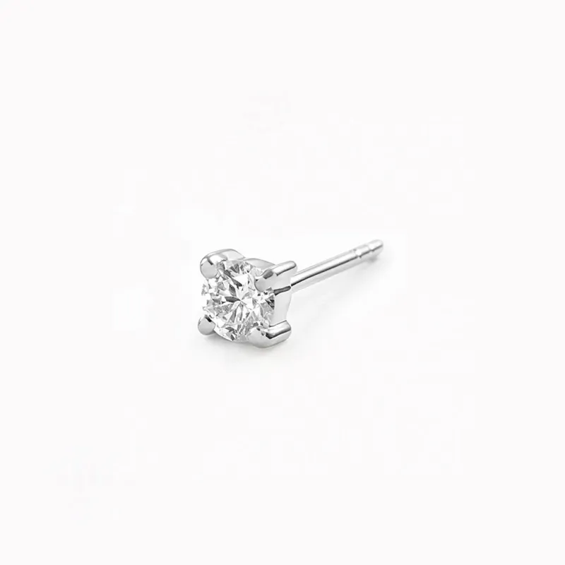 14k White Gold Diamond Stud Earring 3mm - Aria (Single) sold by Linjer