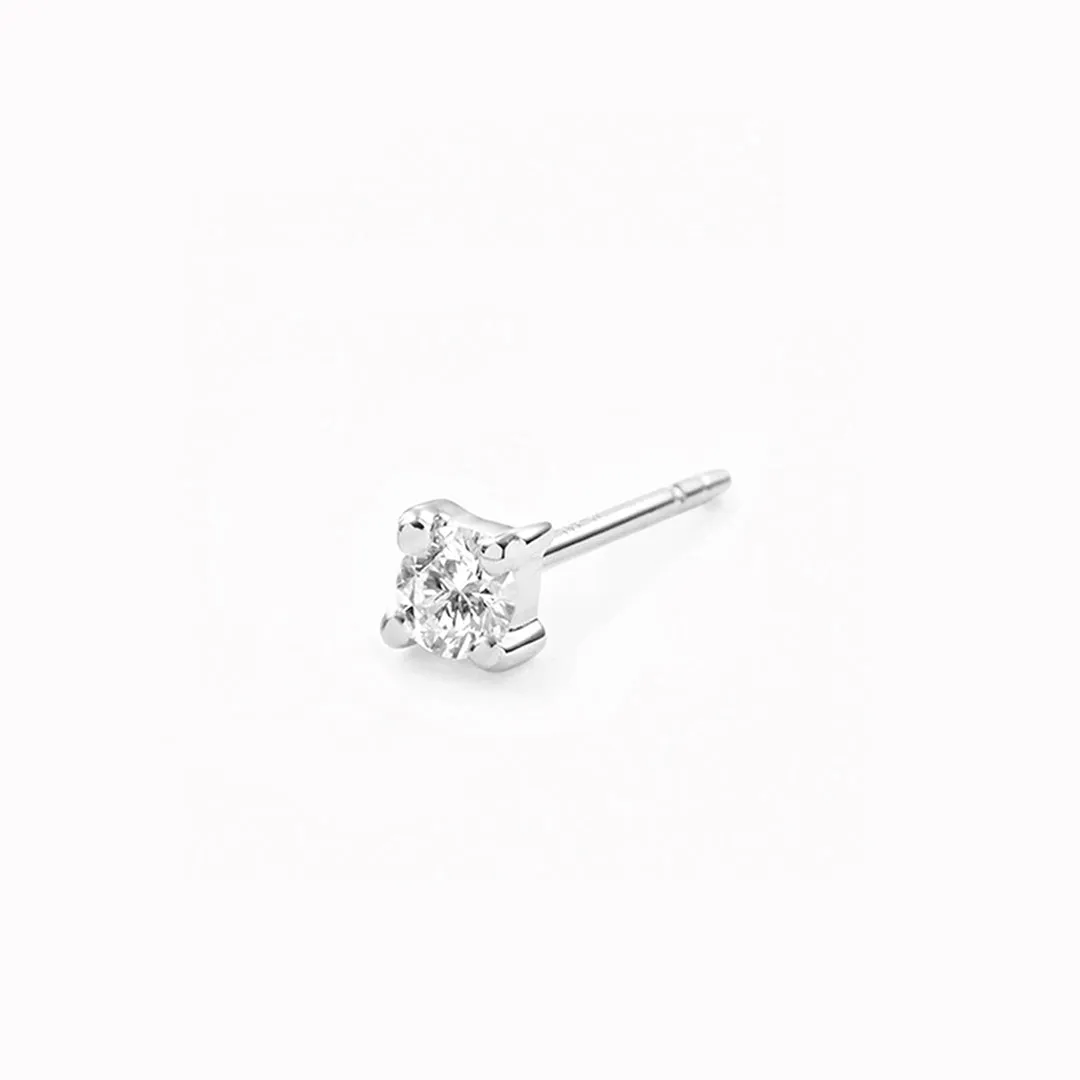 14k White Gold Diamond Stud Earring 2.5mm - Aria (Single) sold by Linjer