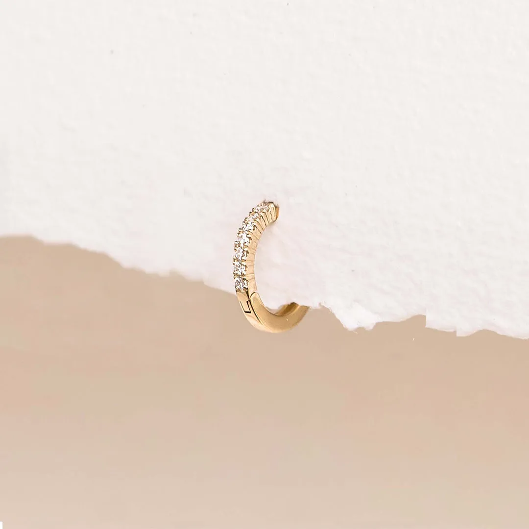 14k Yellow Gold Diamond Huggie Earring - Susanna (Single) sold by Linjer product image thumbnail 2