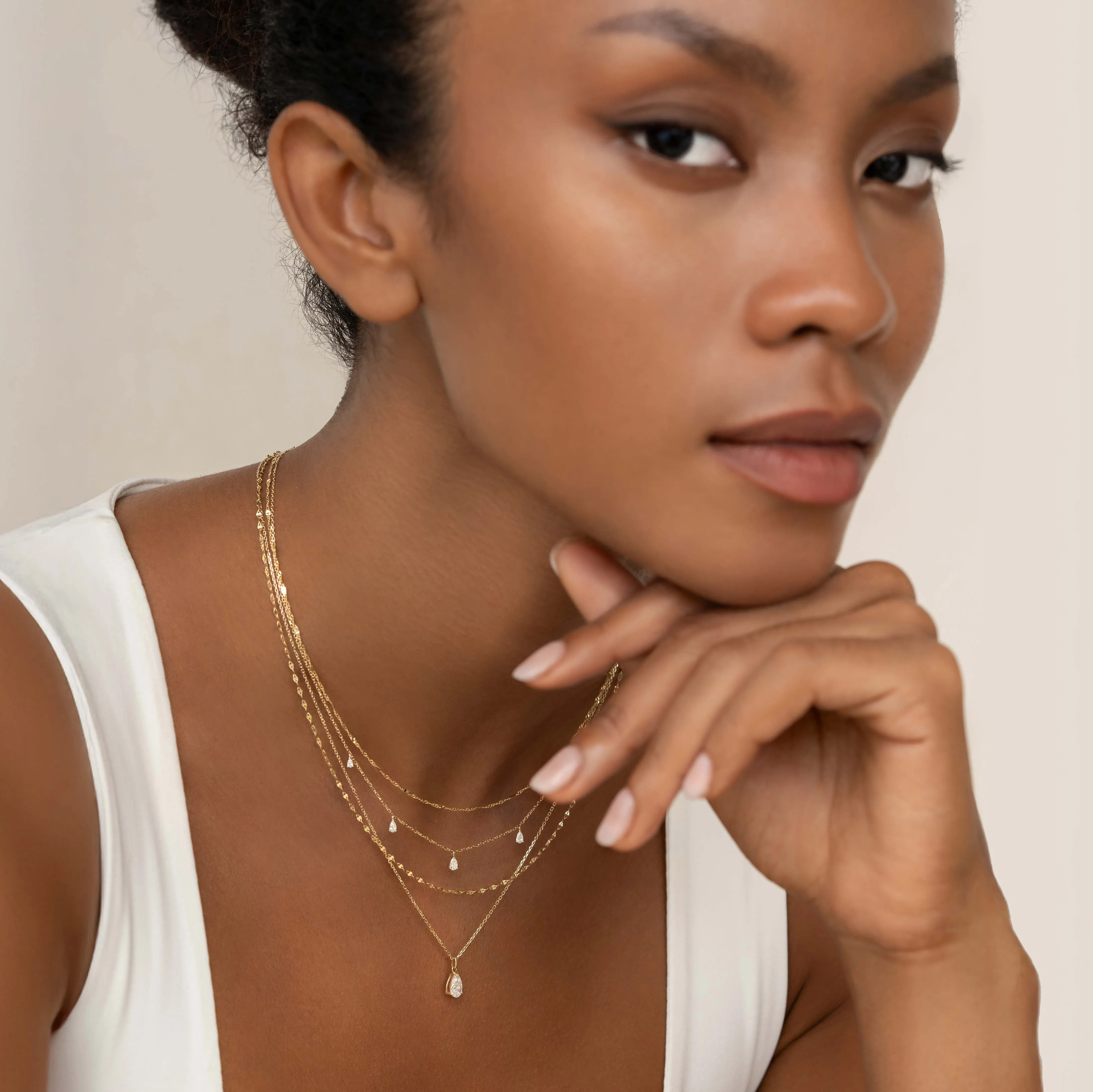 Pear Cut Diamond Pendant Necklace 14k Gold - Sylvie sold by Linjer product image thumbnail 5