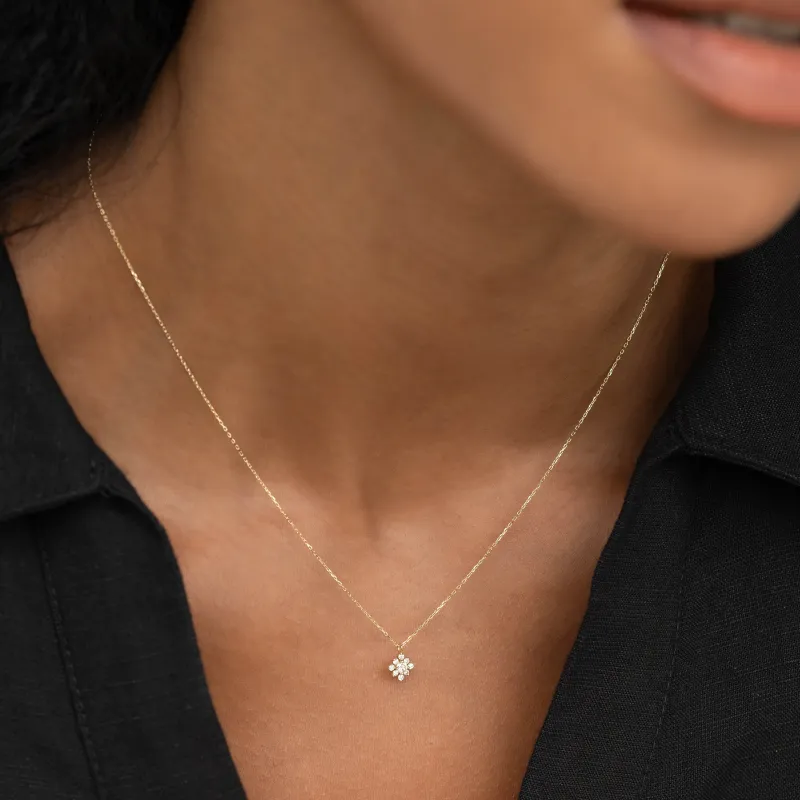Flower Diamond Pendant Necklace 14k Gold - Fiorella sold by Linjer