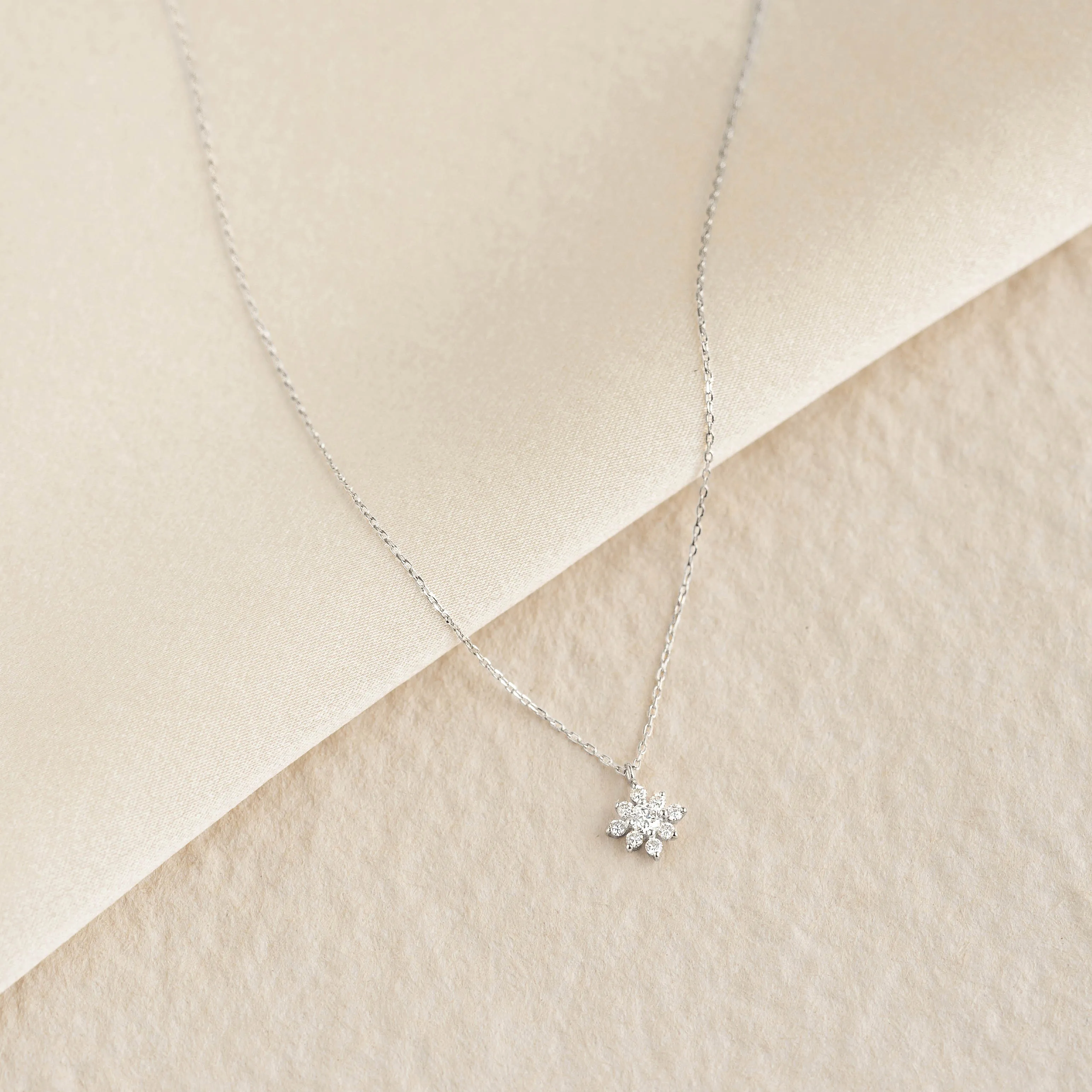 Flower Diamond Pendant Necklace White Gold - Fiorella sold by Linjer product image thumbnail 2