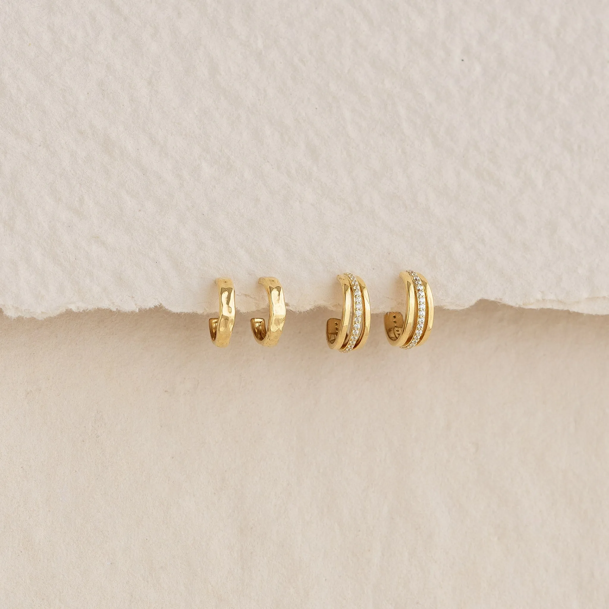 Gold Hammered Huggie Hoop Earrings - Yulla sold by Linjer product image thumbnail 3