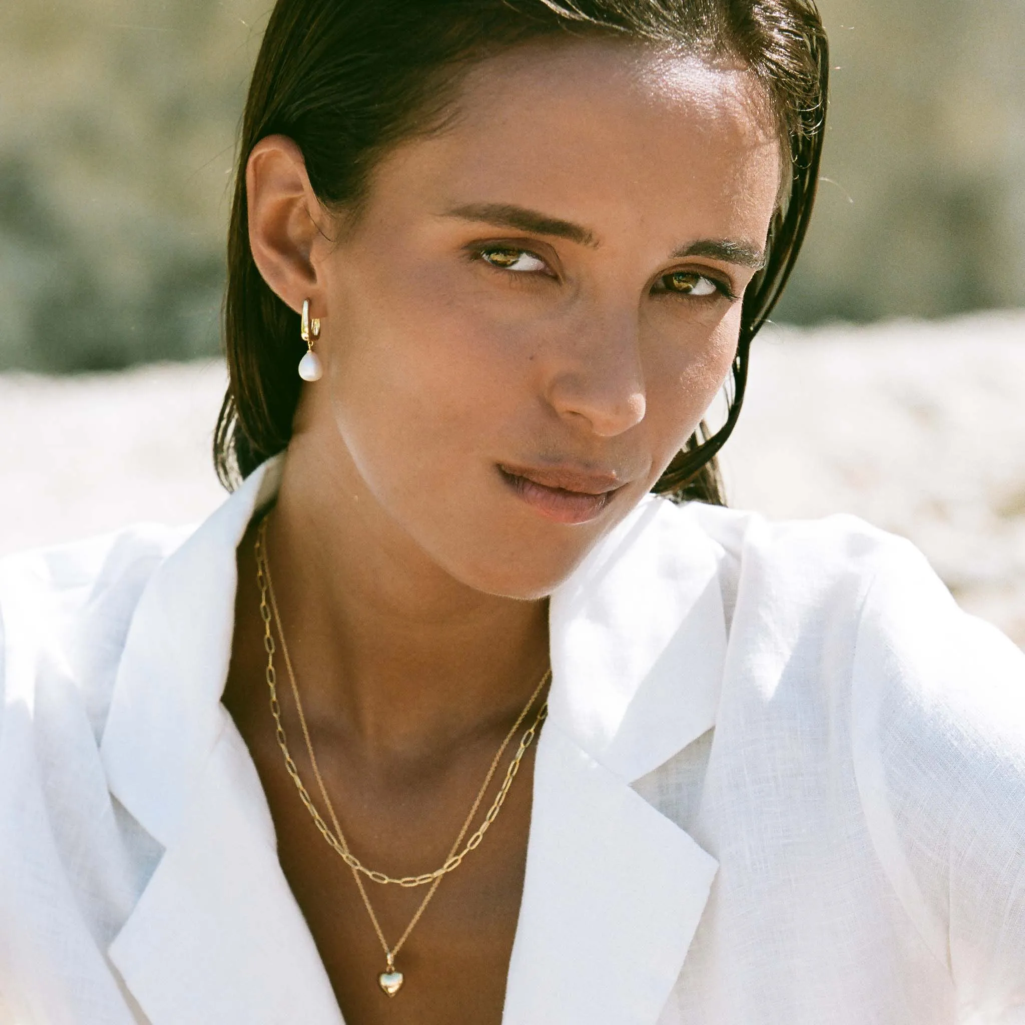 Pearl Drop Hoop Earrings - Maeve sold by Linjer product image thumbnail 4