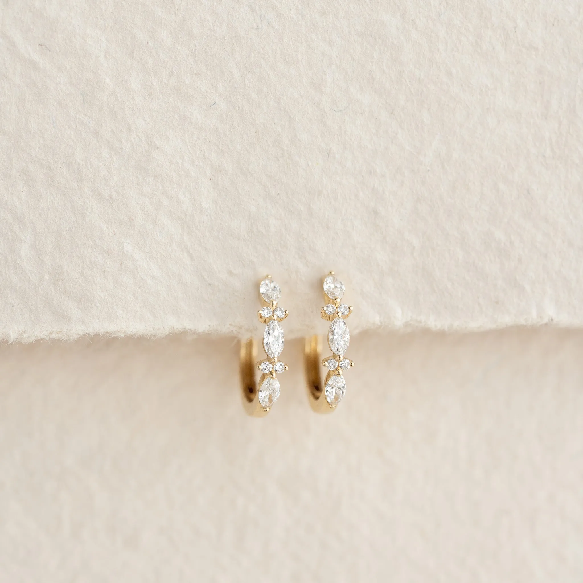 Marquise and Round Diamond Huggie Earrings 14k Gold - Zoya sold by Linjer product image thumbnail 2