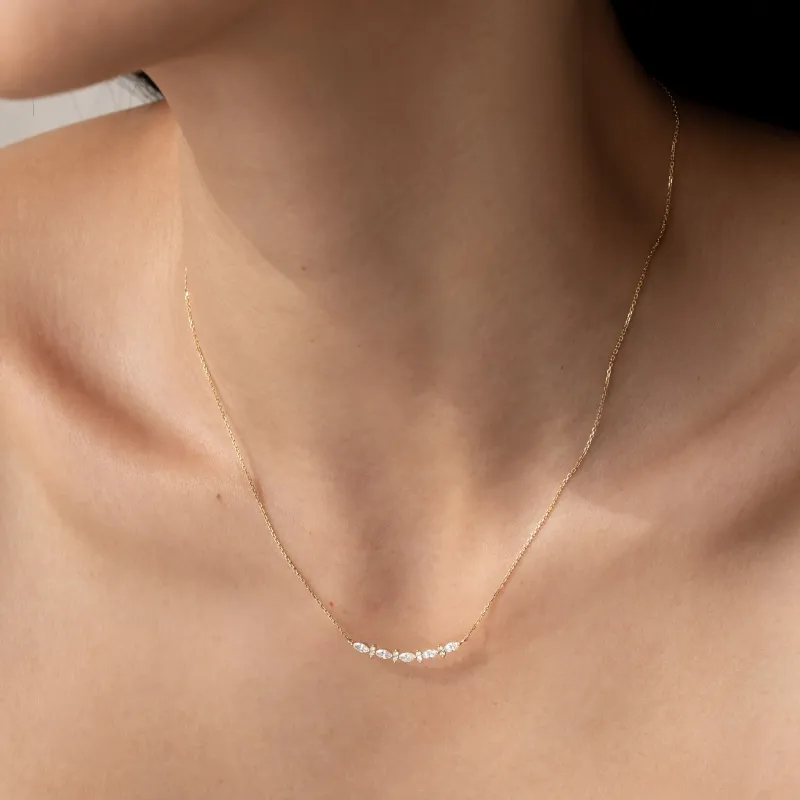 Marquise and Round Diamond Necklace 14k Gold - Noelia sold by Linjer