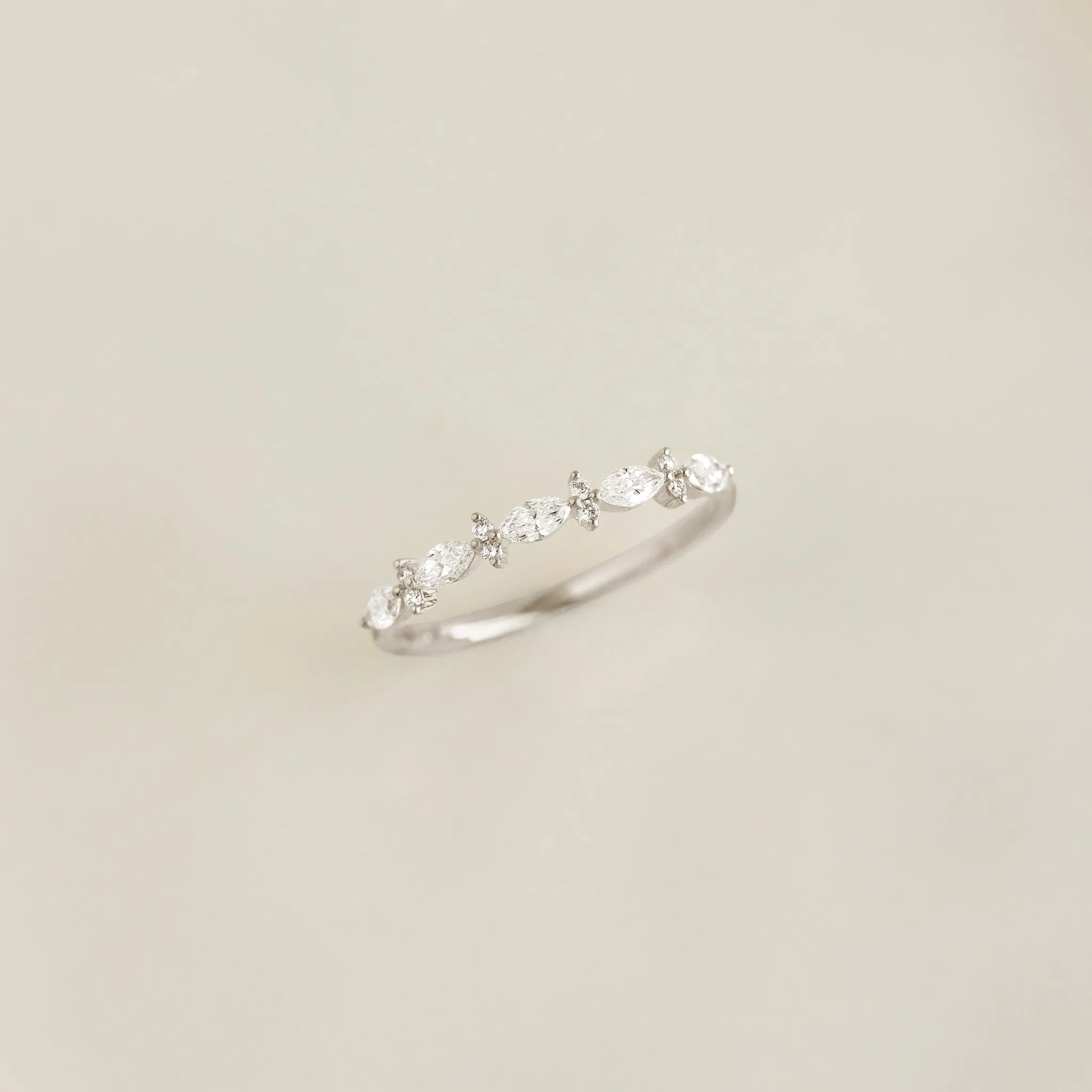 Marquise and Round Diamond Ring White Gold - Aurelia sold by Linjer product image thumbnail 5
