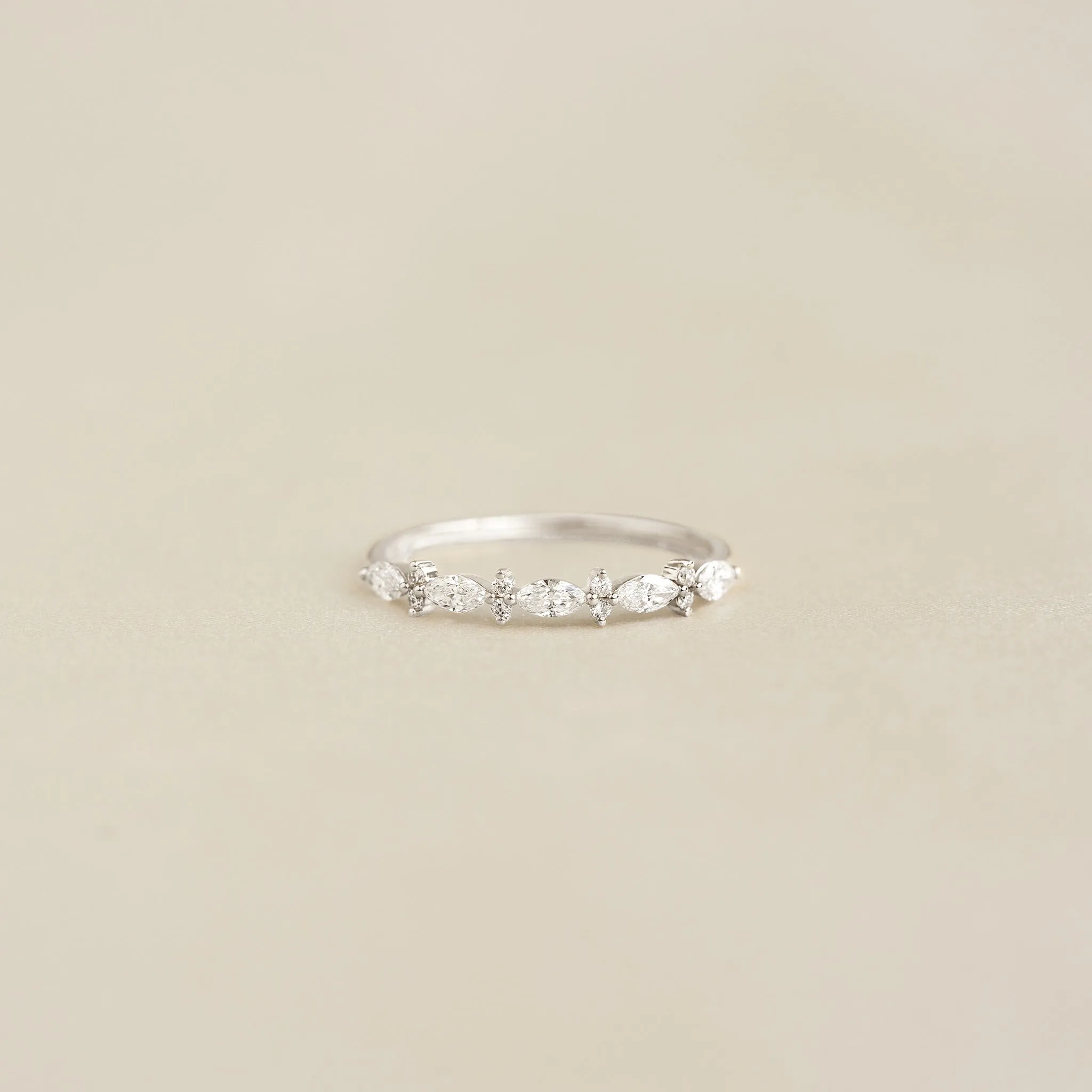 Marquise and Round Diamond Ring White Gold - Aurelia sold by Linjer