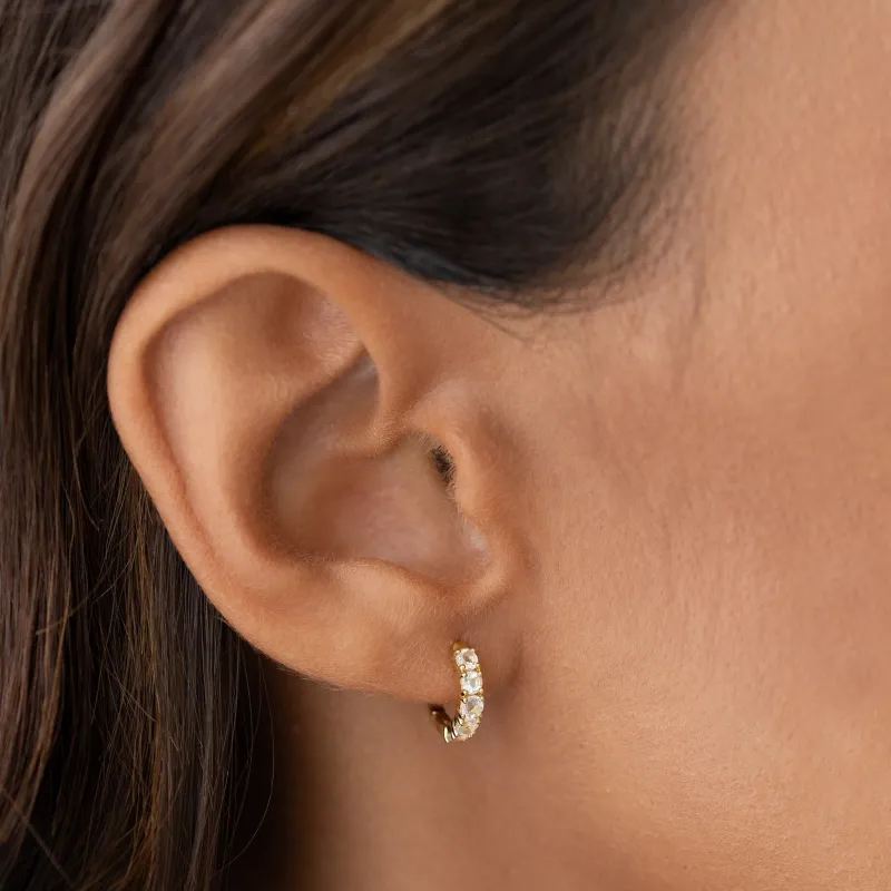 June Birthstone Huggie Earrings - Moonstone sold by Linjer