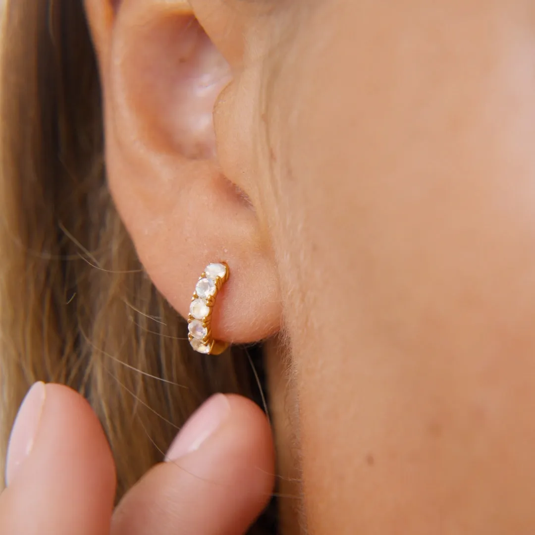 June Birthstone Huggie Earrings - Moonstone sold by Linjer product image thumbnail 5