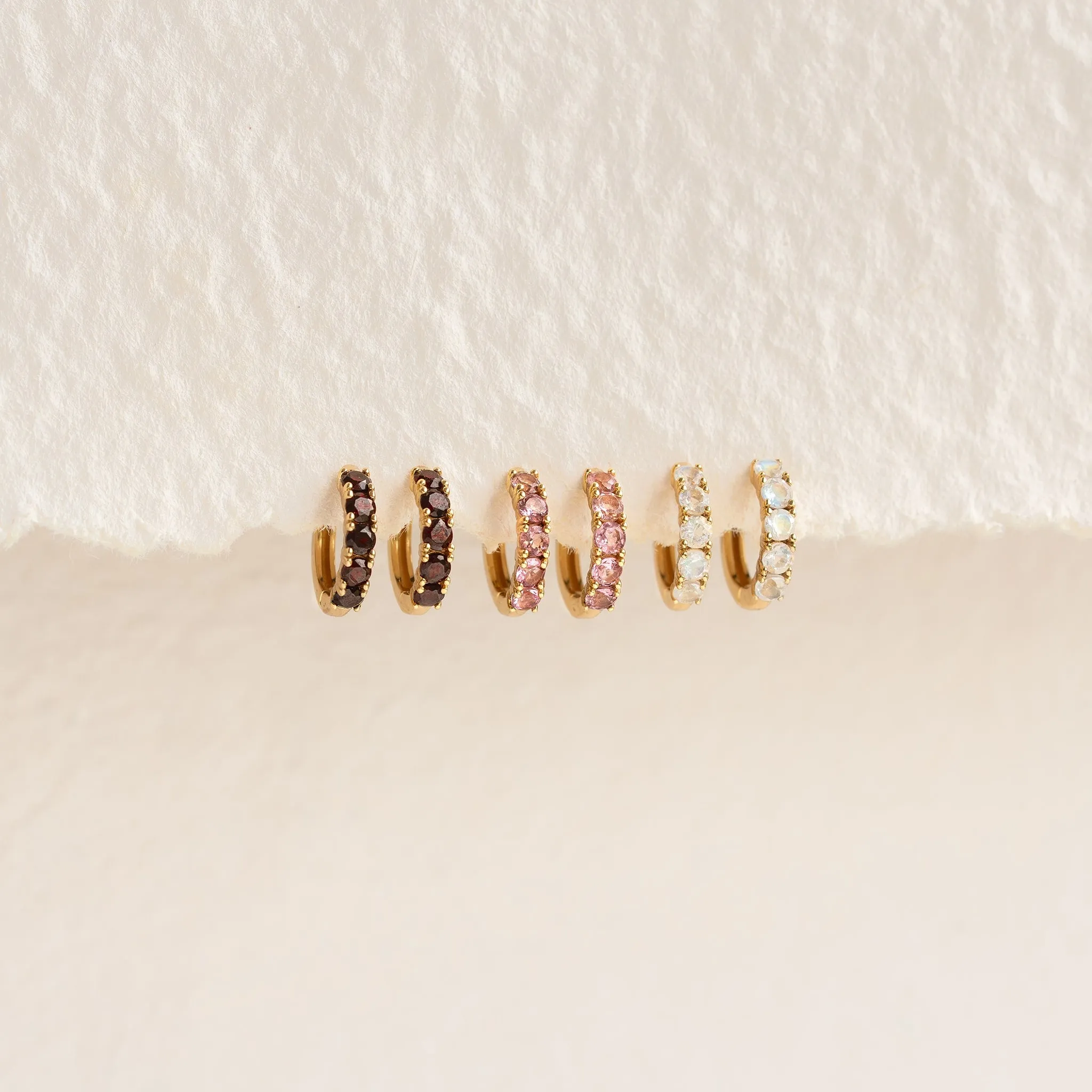 June Birthstone Huggie Earrings - Moonstone sold by Linjer product image thumbnail 3