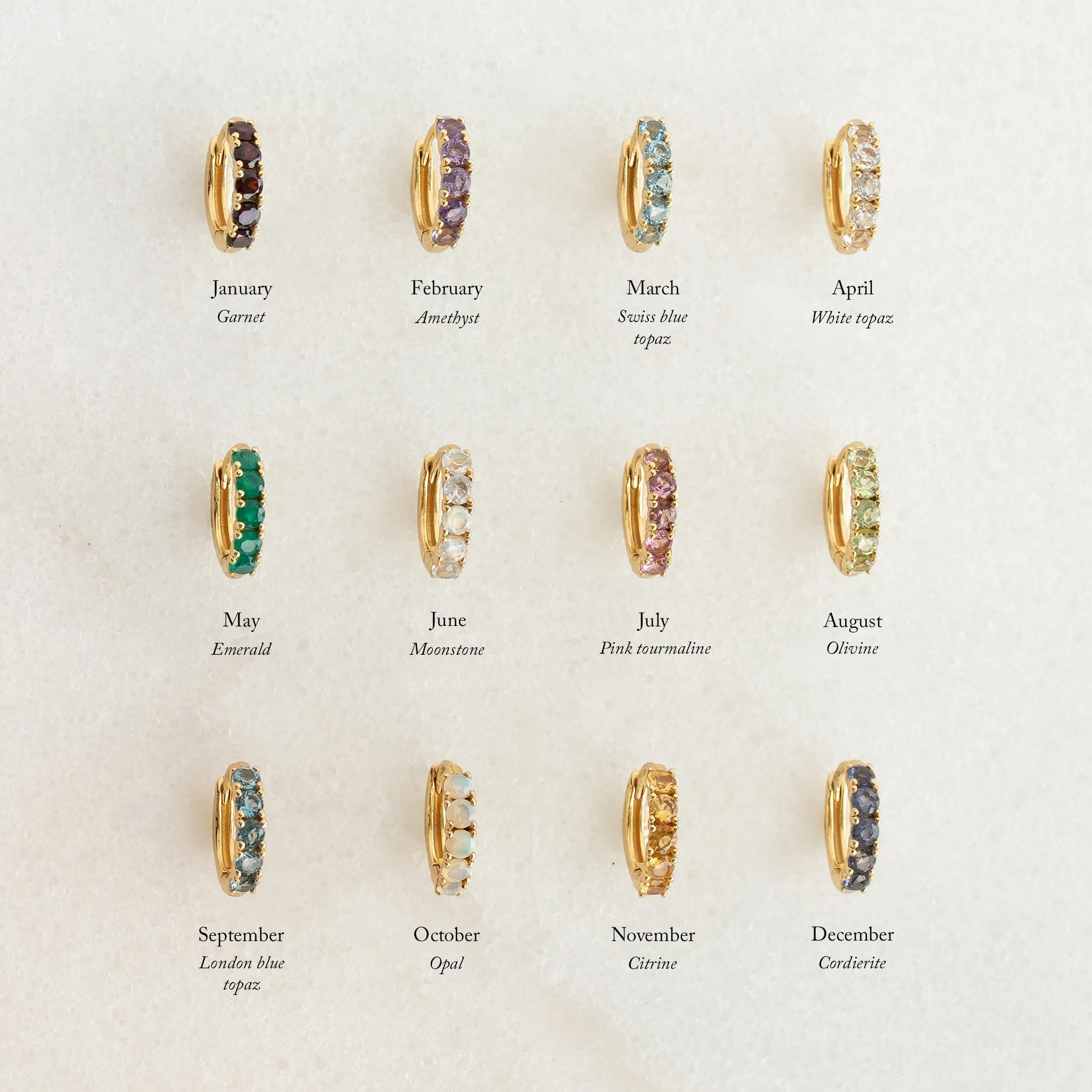 May Birthstone Huggie Earrings - Green Chalcedony sold by Linjer product image thumbnail 2