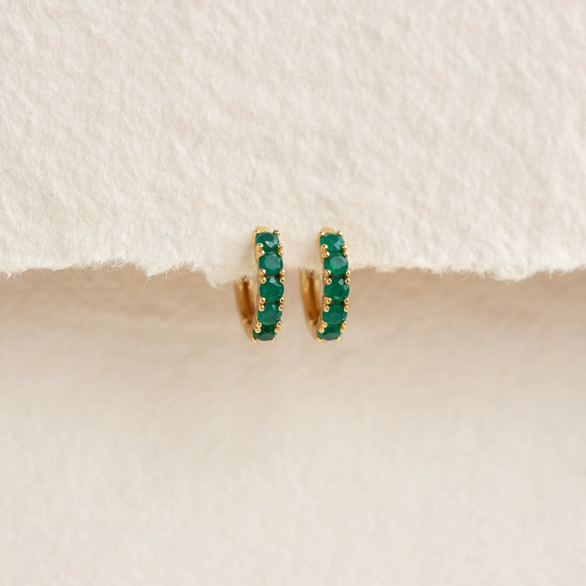 May Birthstone Huggie Earrings - Green Chalcedony sold by Linjer product image thumbnail 3