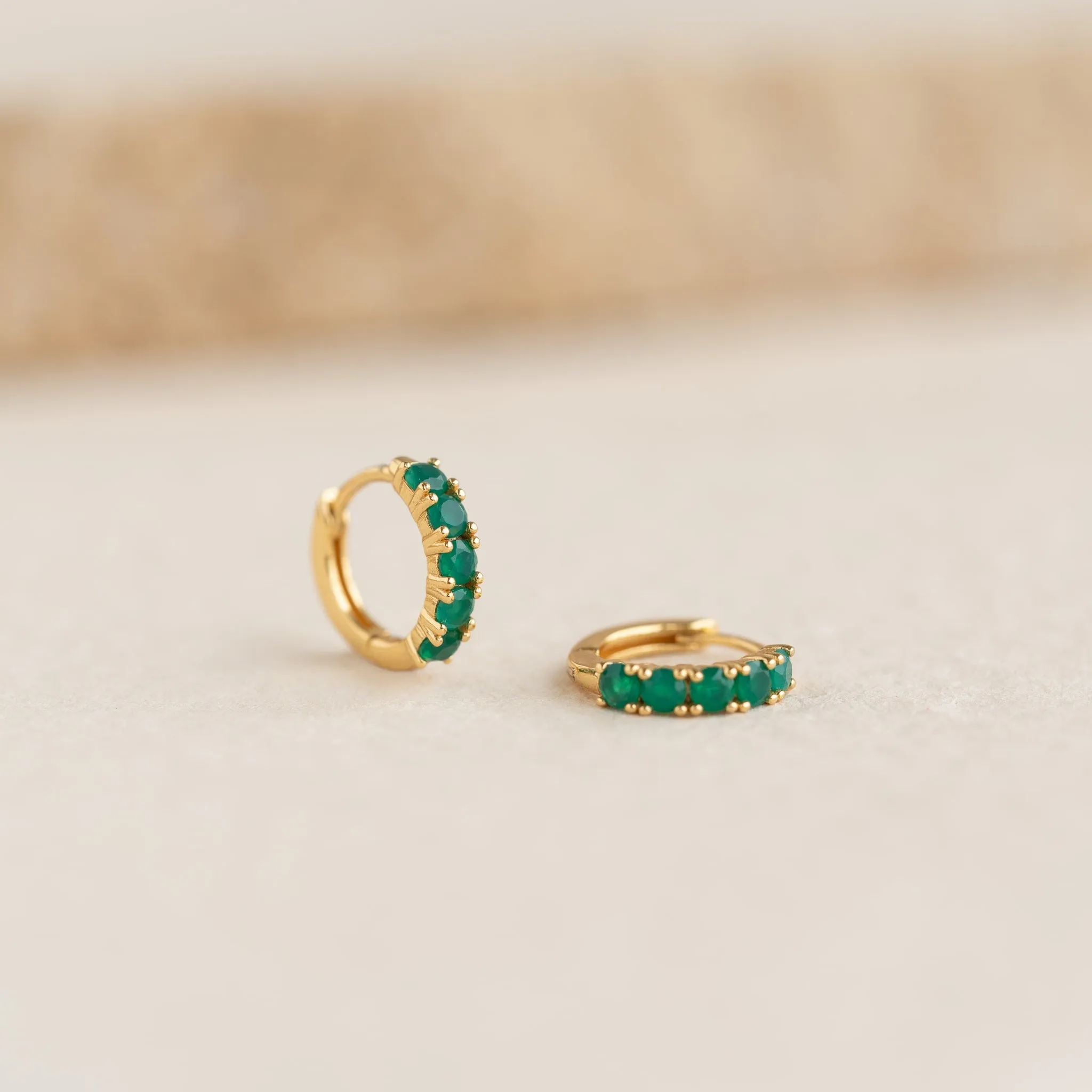 May Birthstone Huggie Earrings - Green Chalcedony sold by Linjer product image thumbnail 4