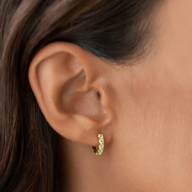 August Birthstone Huggie Earrings - Olivine sold by Linjer