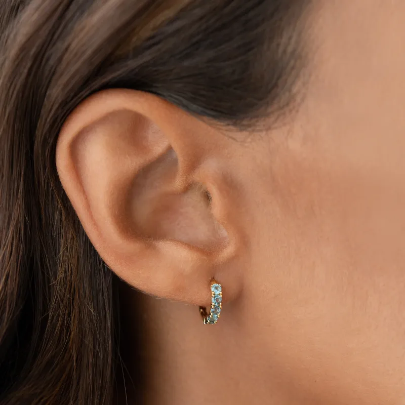 September Birthstone Huggie Earrings - London Blue Topaz sold by Linjer