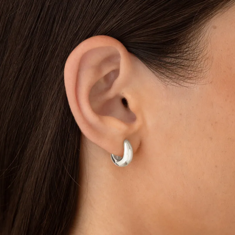 Dome Huggie Earrings Silver - Caja sold by Linjer