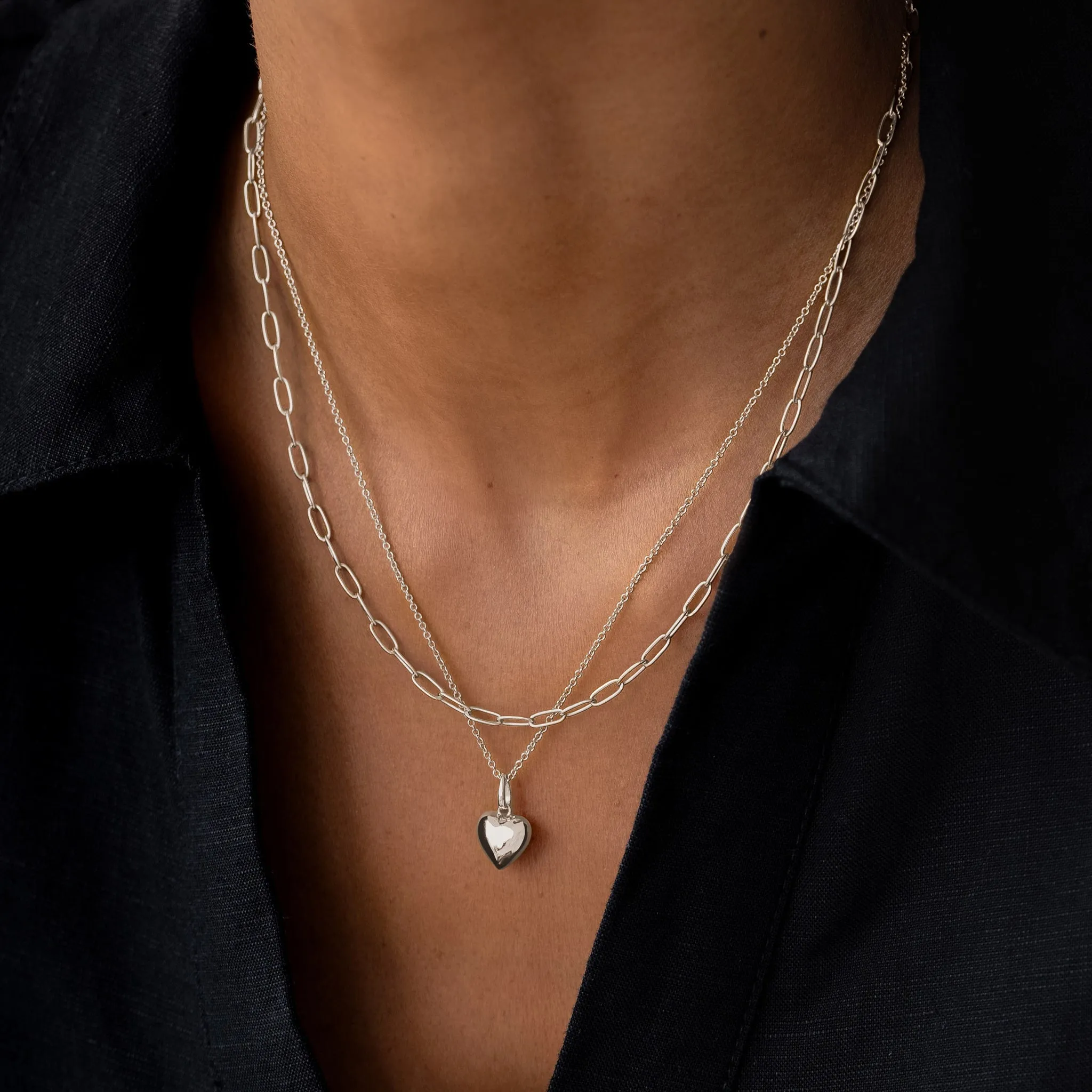 Puffy Heart Necklace Silver sold by Linjer product image thumbnail 3