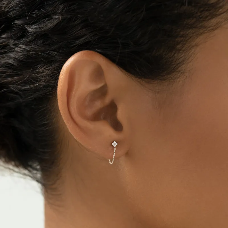 Diamond Chain Earrings White Gold - Alva sold by Linjer