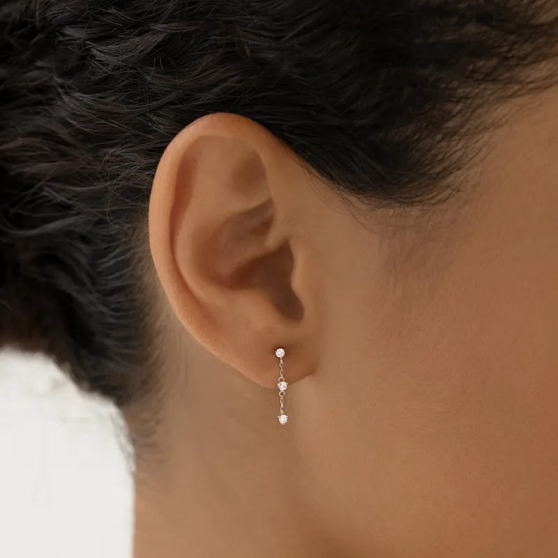 Diamond Drop Earrings White Gold - Alessia sold by Linjer