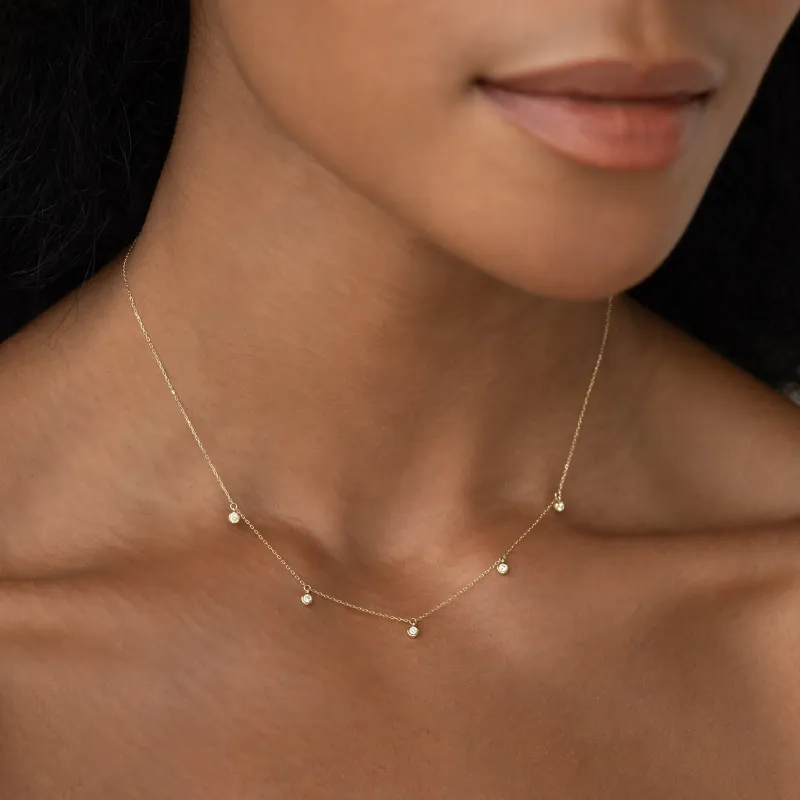 5-Diamond Necklace 14k Gold - Bette sold by Linjer