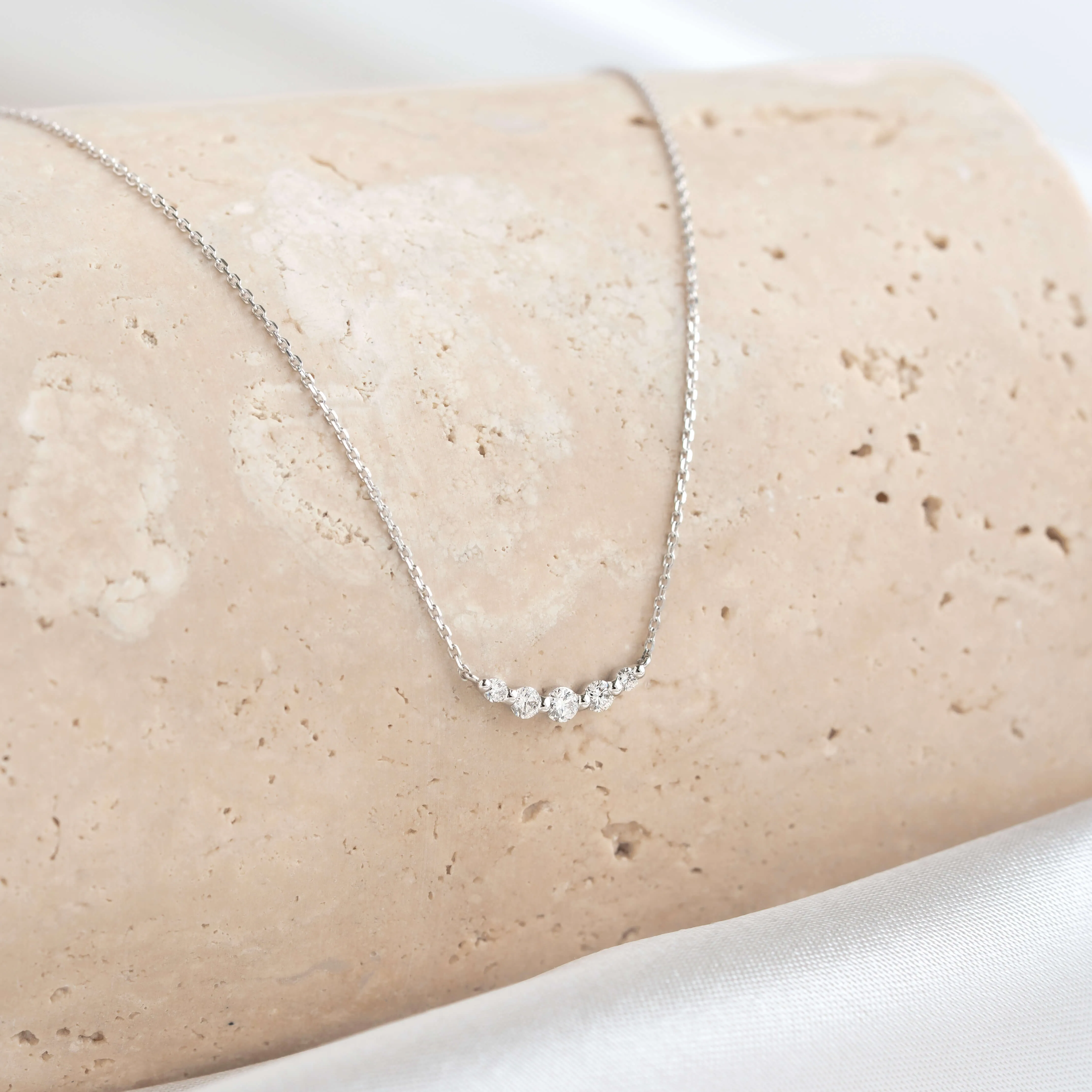 Diamond Curved Bar Necklace White Gold - Elodie sold by Linjer product image thumbnail 2