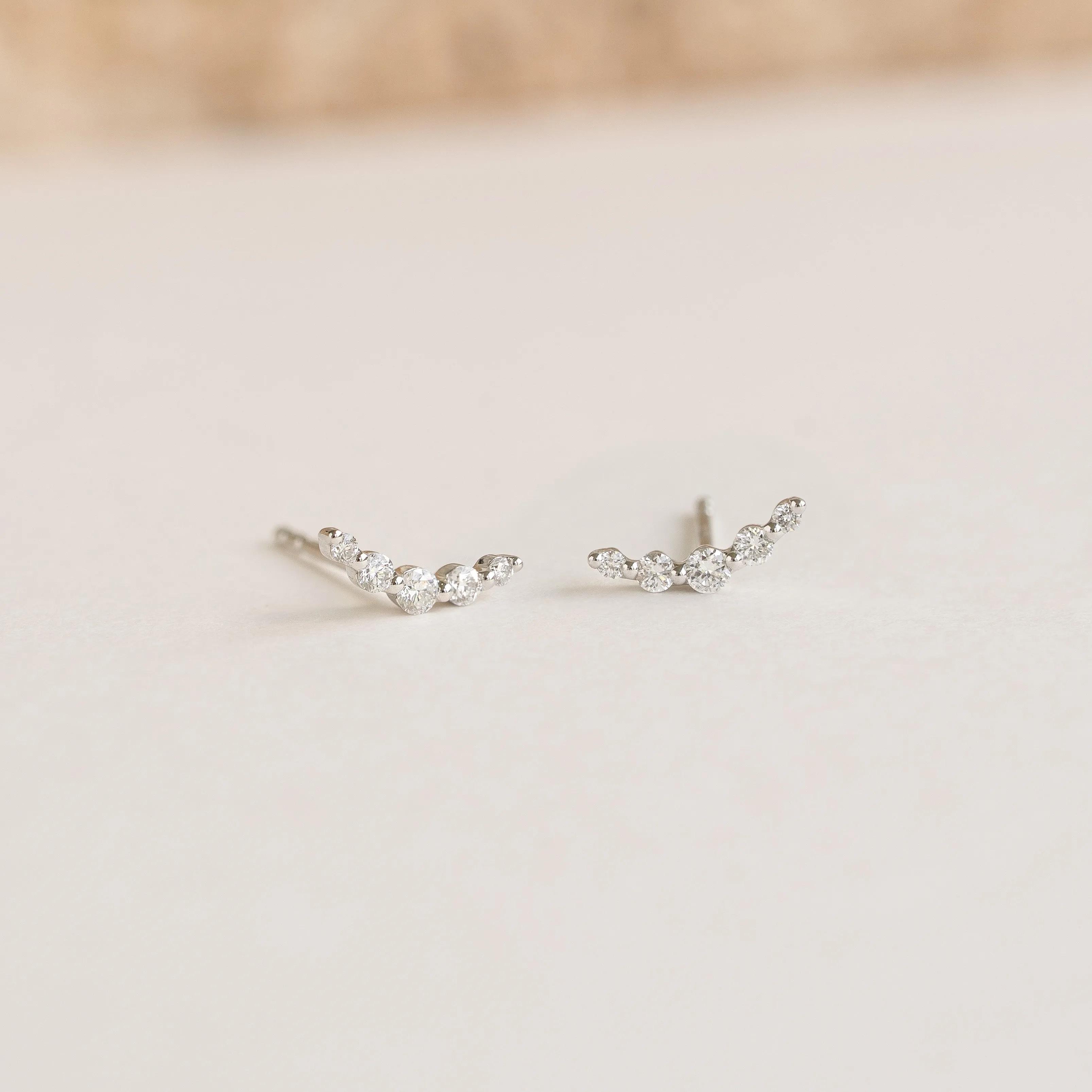 Diamond Climber Stud Earrings White Gold - Rhea sold by Linjer product image thumbnail 2