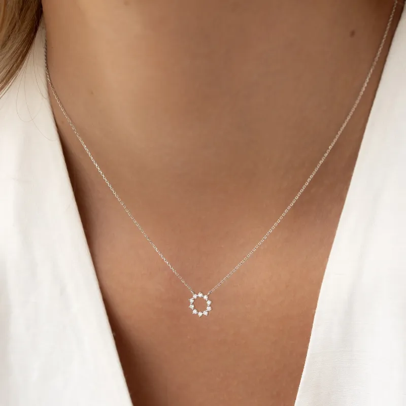 Diamond Sun Necklace White Gold - Leda made by Linjer