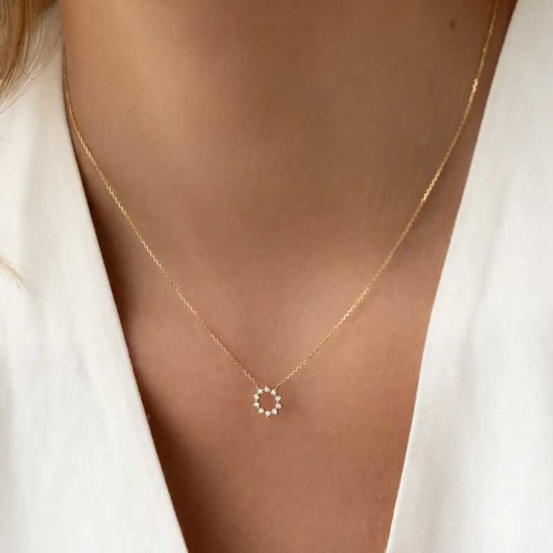Diamond Sun Necklace 14k Gold - Leda sold by Linjer