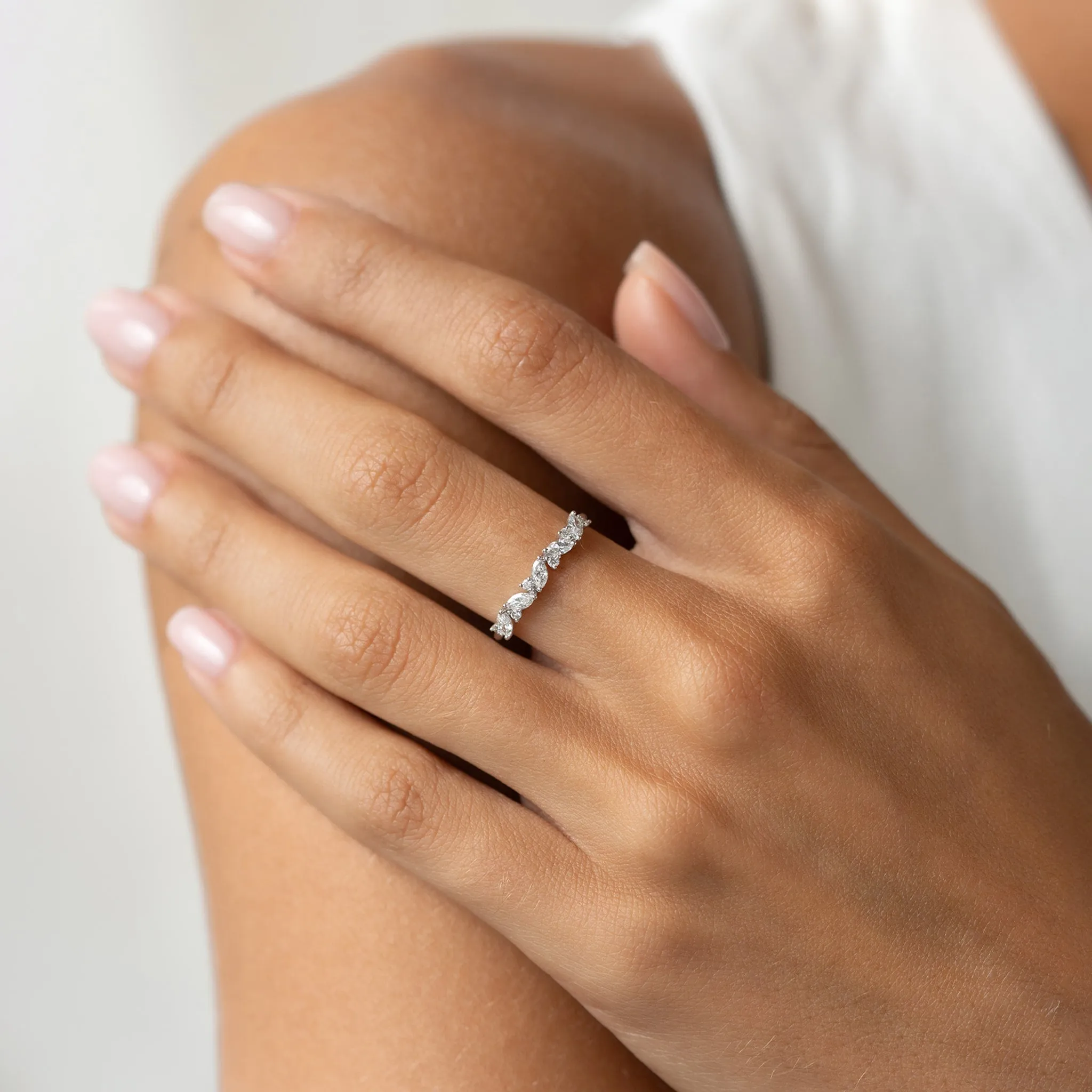 Marquise and Round Diamond Ring White Gold - Celia sold by Linjer product image thumbnail 4