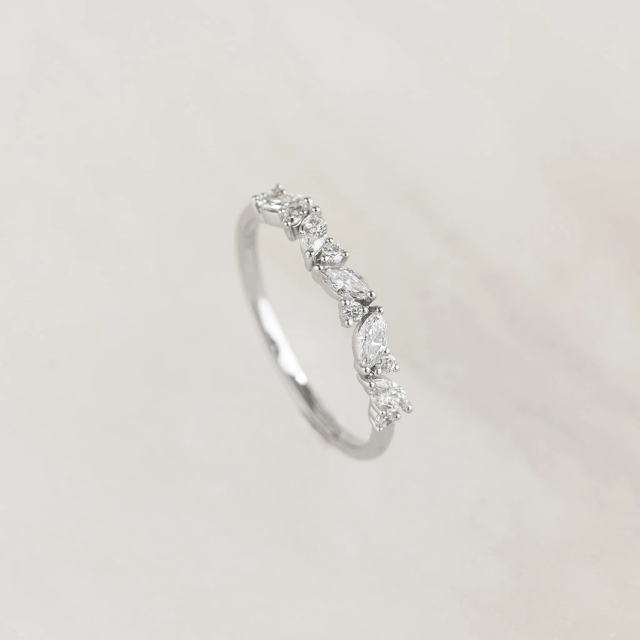 Marquise and Round Diamond Ring White Gold - Celia sold by Linjer product image thumbnail 2