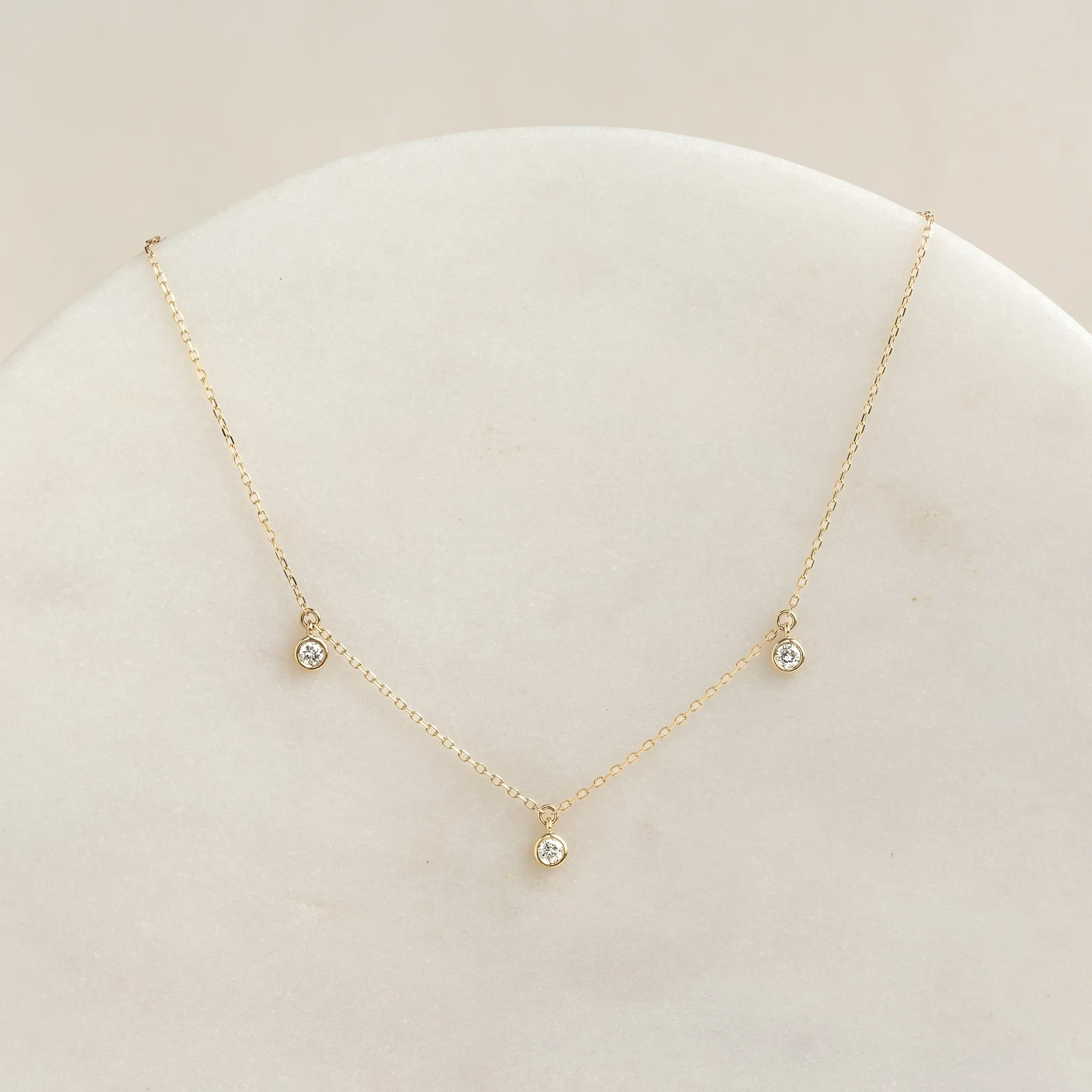3-Diamond Necklace 14k Gold - Eira sold by Linjer product image thumbnail 2