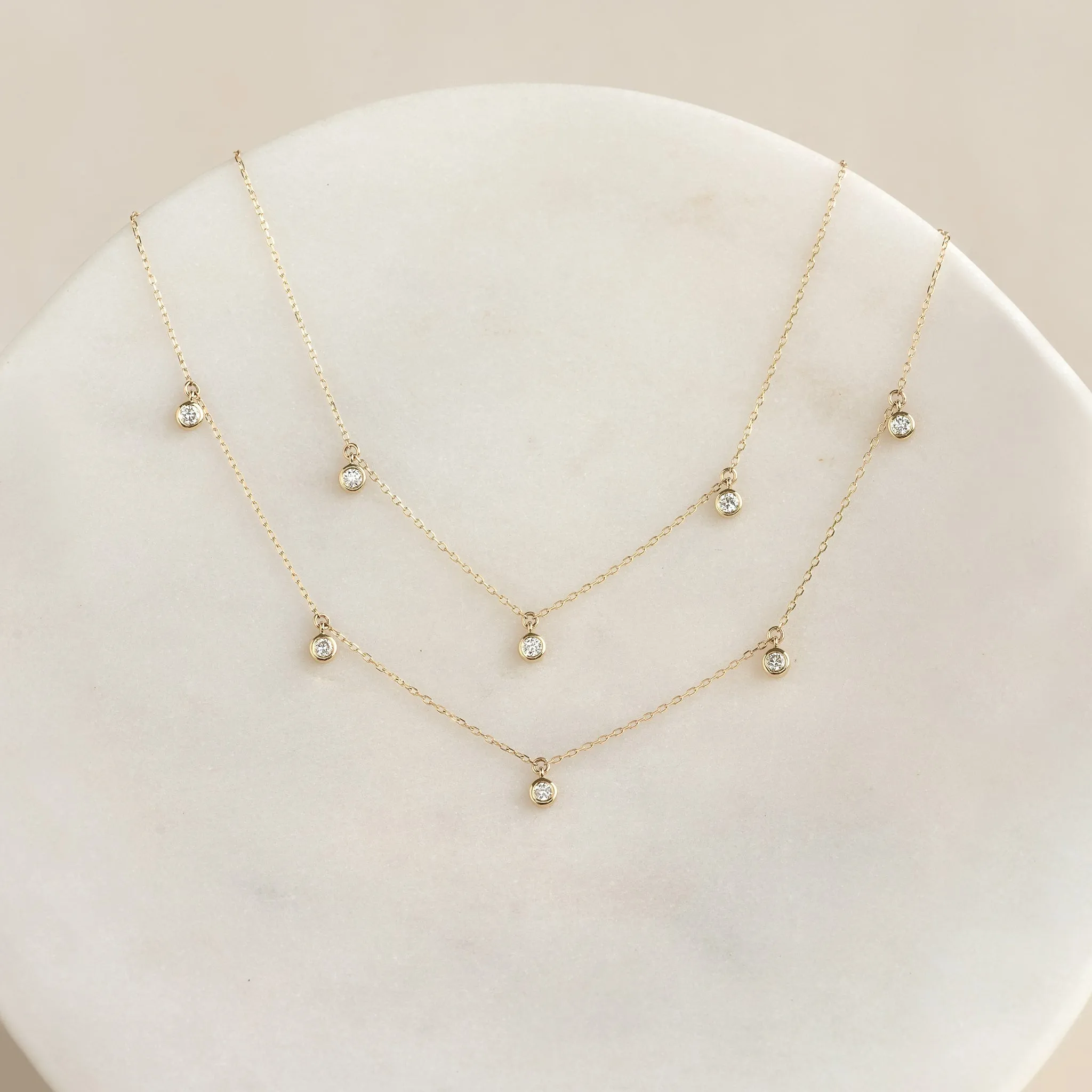 3-Diamond Necklace 14k Gold - Eira sold by Linjer product image thumbnail 4