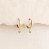 Emerald Huggie Earrings 14k Gold - Bianca sold by Linjer