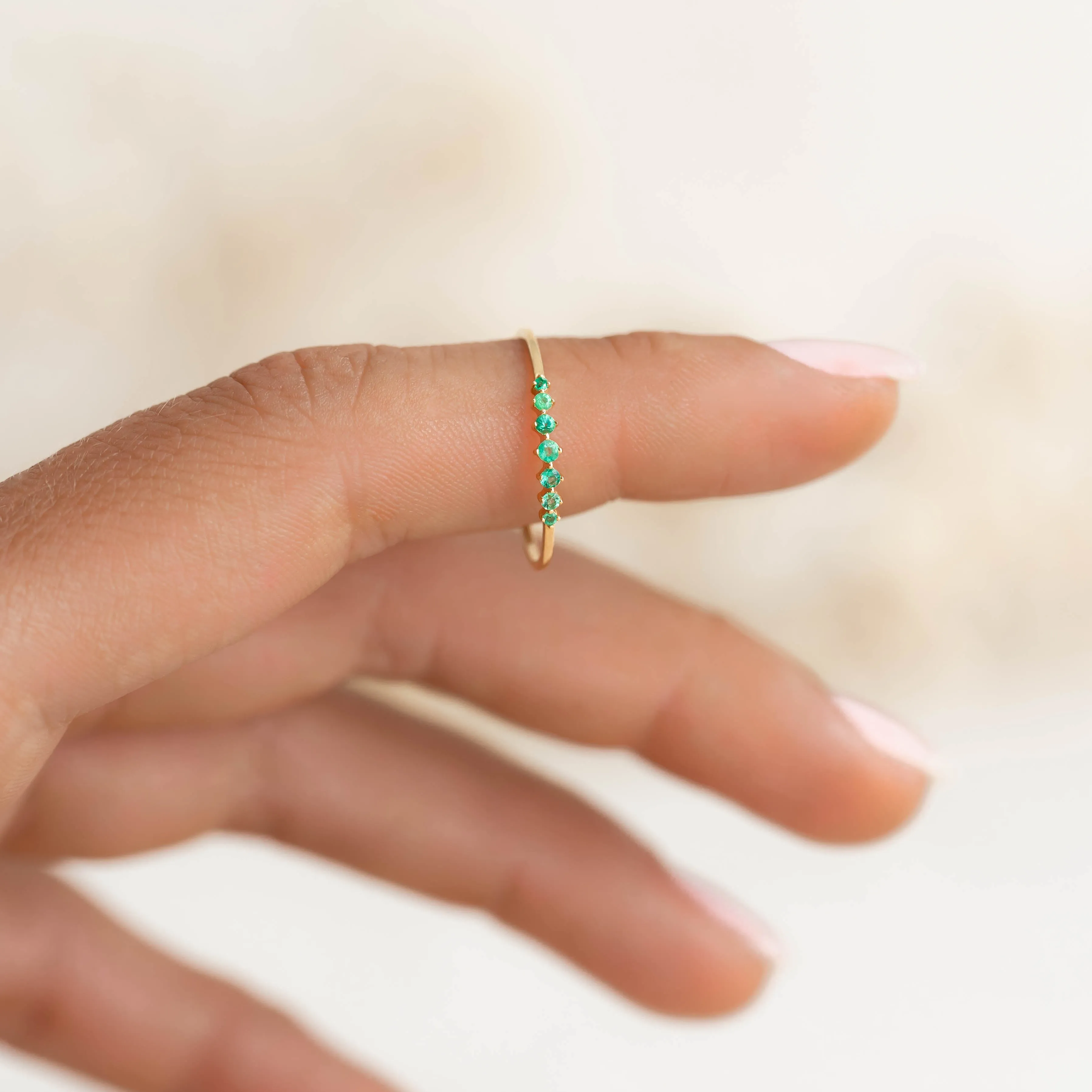 Graduated Emerald Ring 14k Gold - Mila sold by Linjer product image thumbnail 2