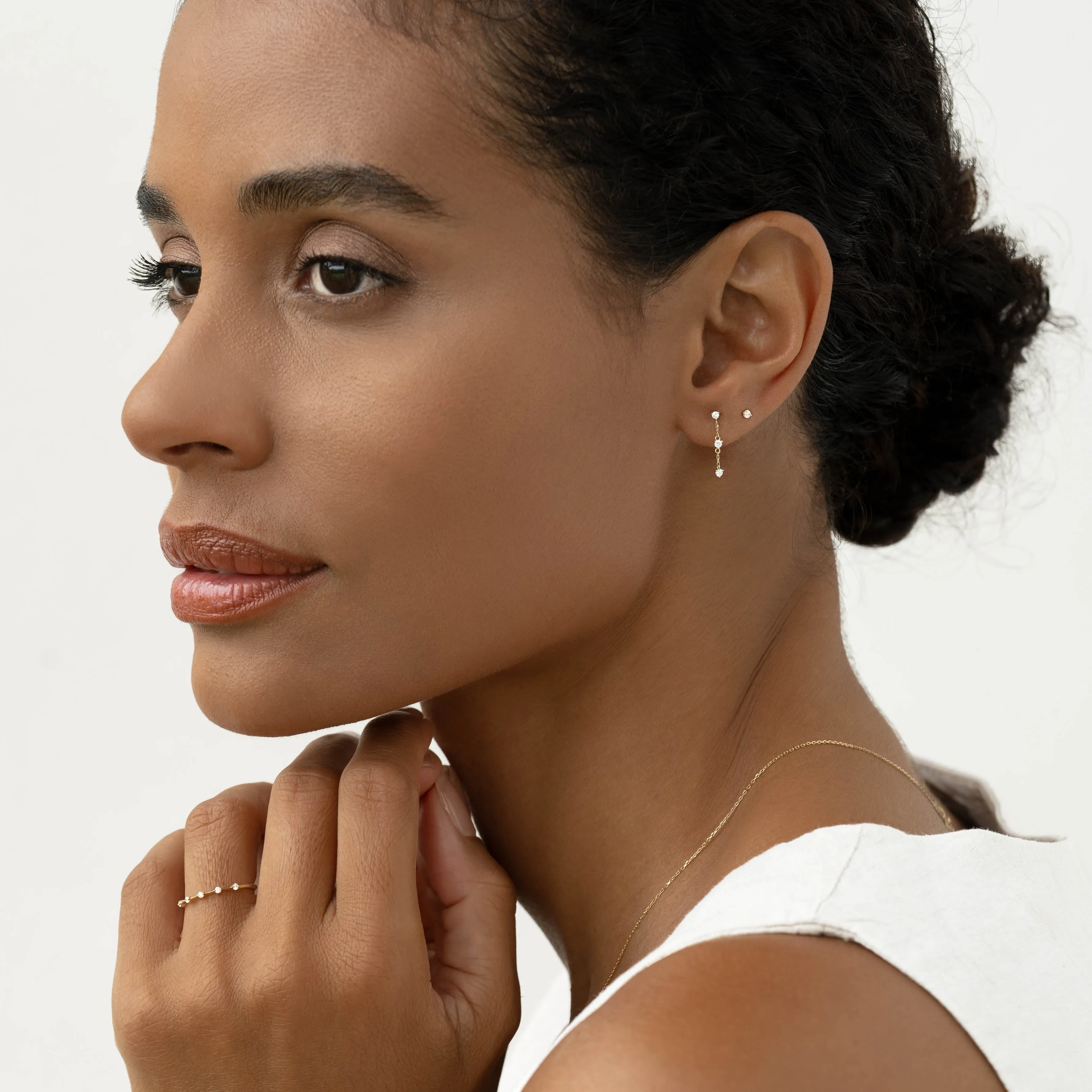 Diamond Stud Earrings 14k Gold - Eloise sold by Linjer product image thumbnail 3