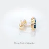 London Blue Topaz Halo Stud Earrings Rose Gold - Marzia sold by Linjer