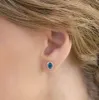 London Blue Topaz Halo Stud Earrings Rose Gold - Marzia sold by Linjer