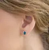 London Blue Topaz Halo Stud Earrings Rose Gold - Marzia sold by Linjer