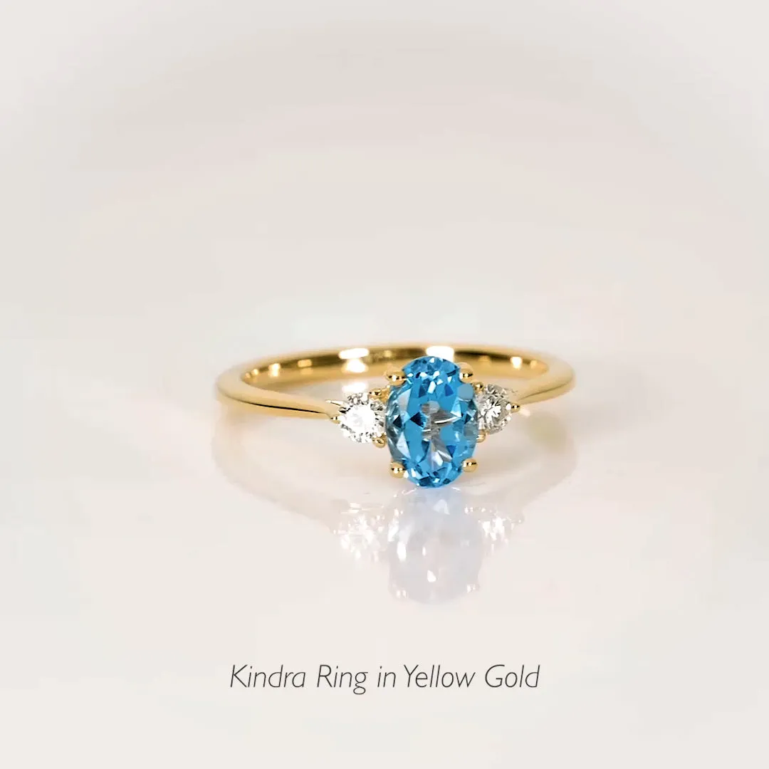 Swiss Blue Topaz and Diamond Ring White Gold - Kindra sold by Linjer product image thumbnail 5