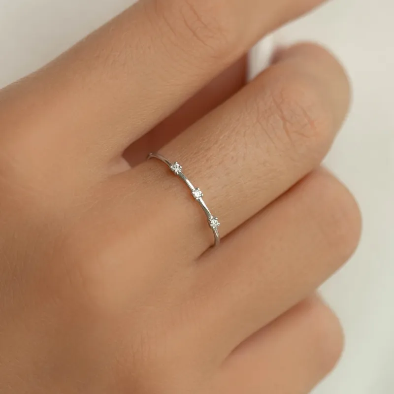 Three Stone Diamond Ring White Gold - Estelle sold by Linjer