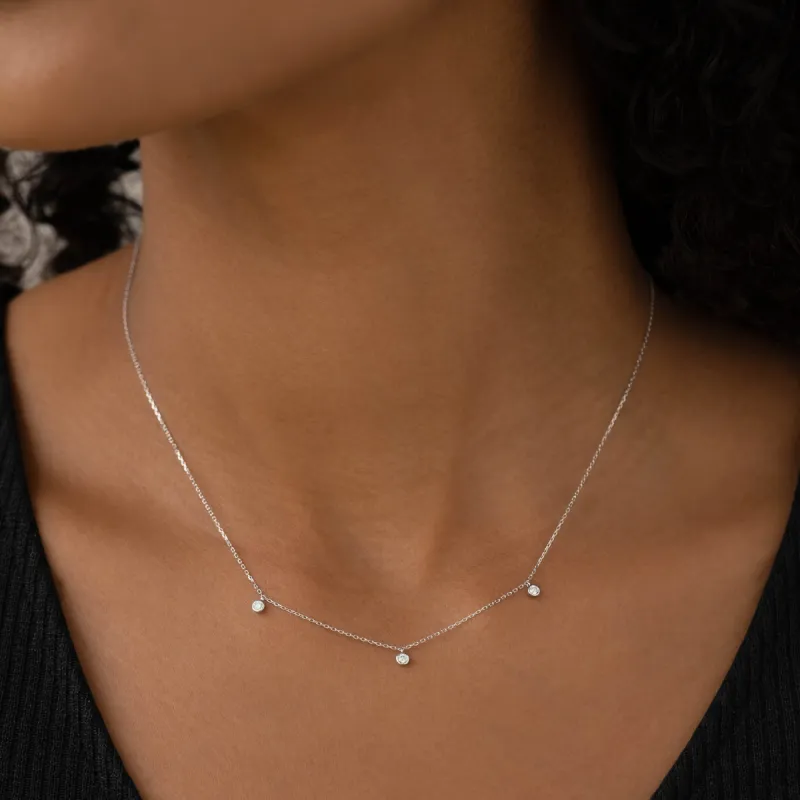3-Diamond Necklace White Gold sold by Linjer
