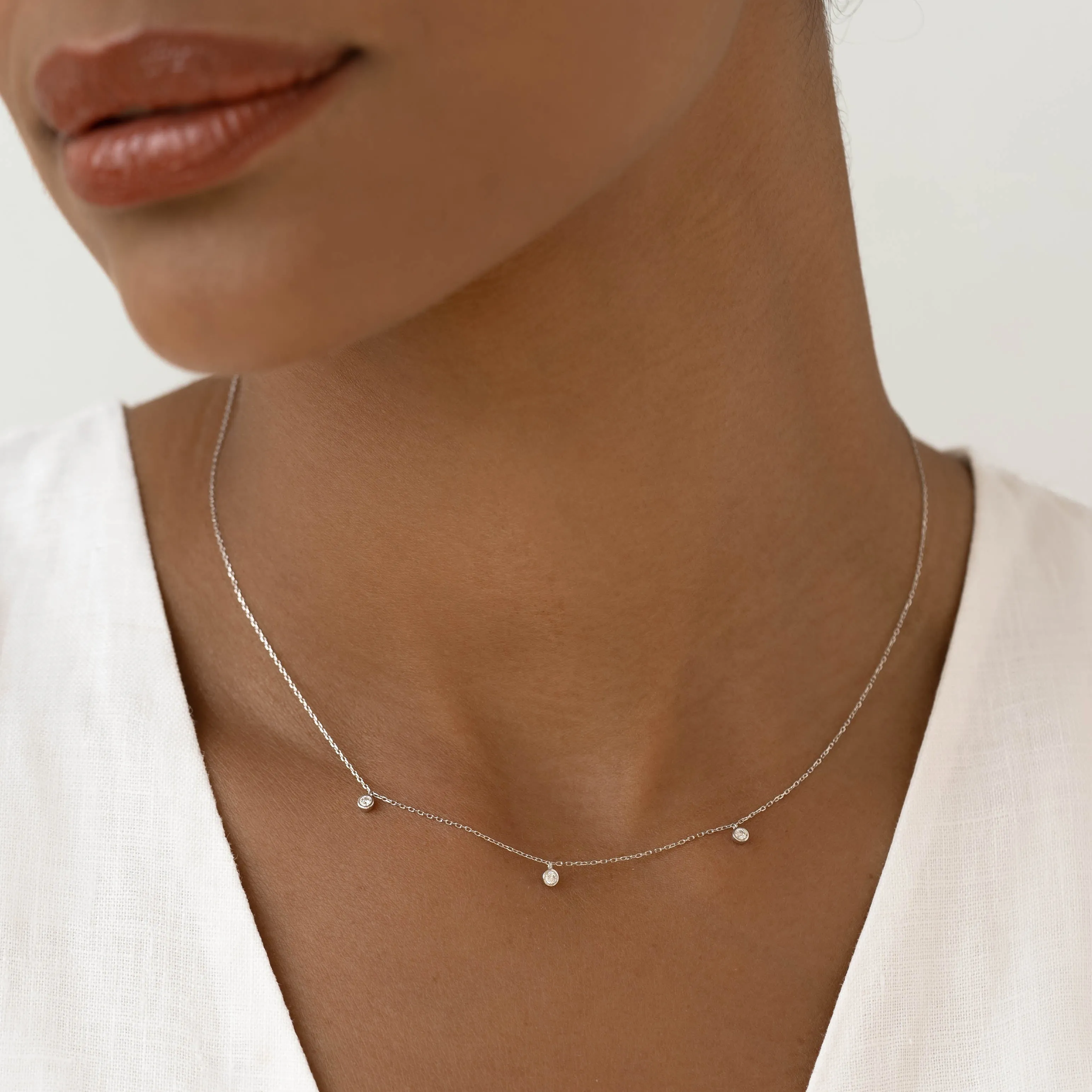 3-Diamond Necklace White Gold sold by Linjer product image thumbnail 3