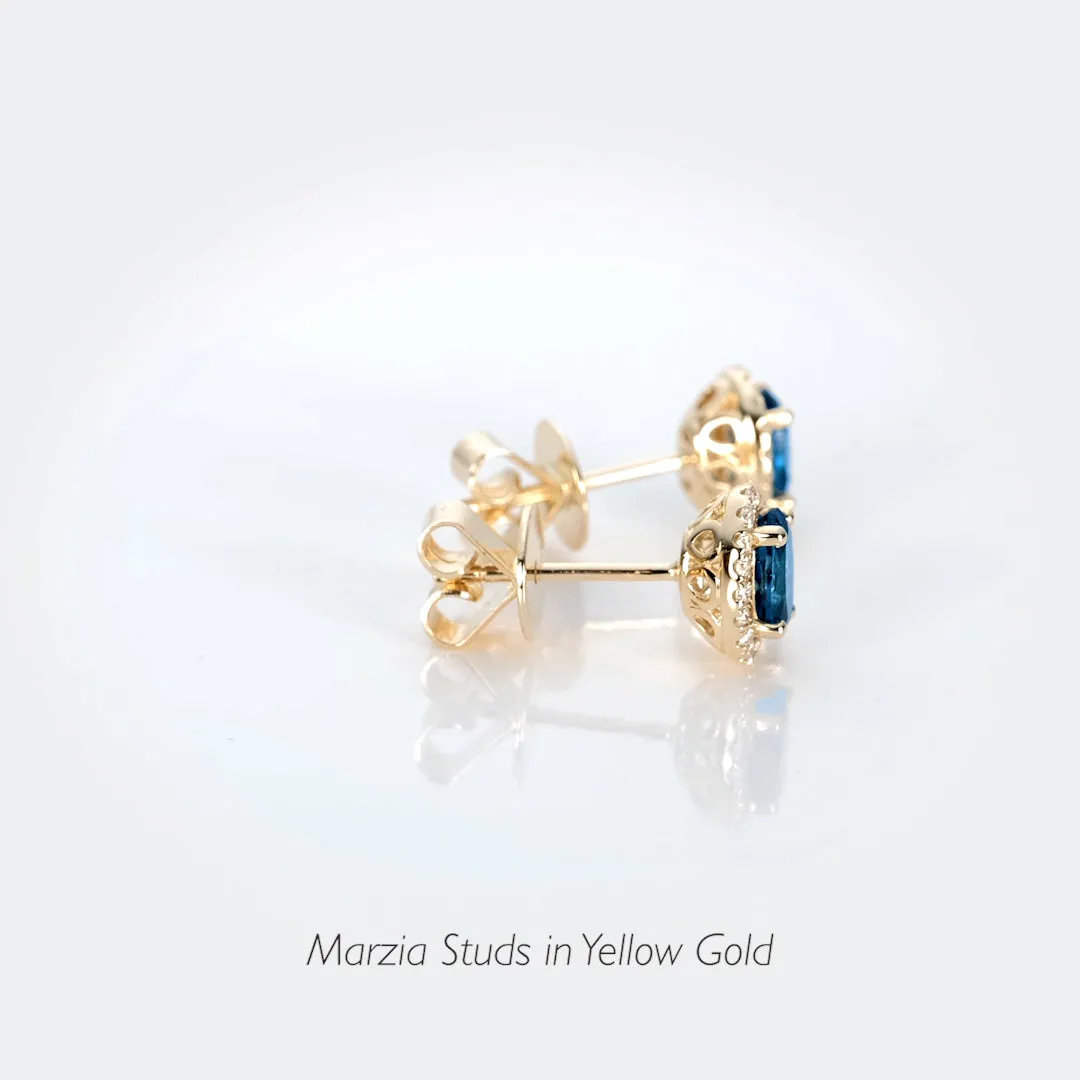 London Blue Topaz Halo Stud Earrings White Gold - Marzia sold by Linjer product image thumbnail 5